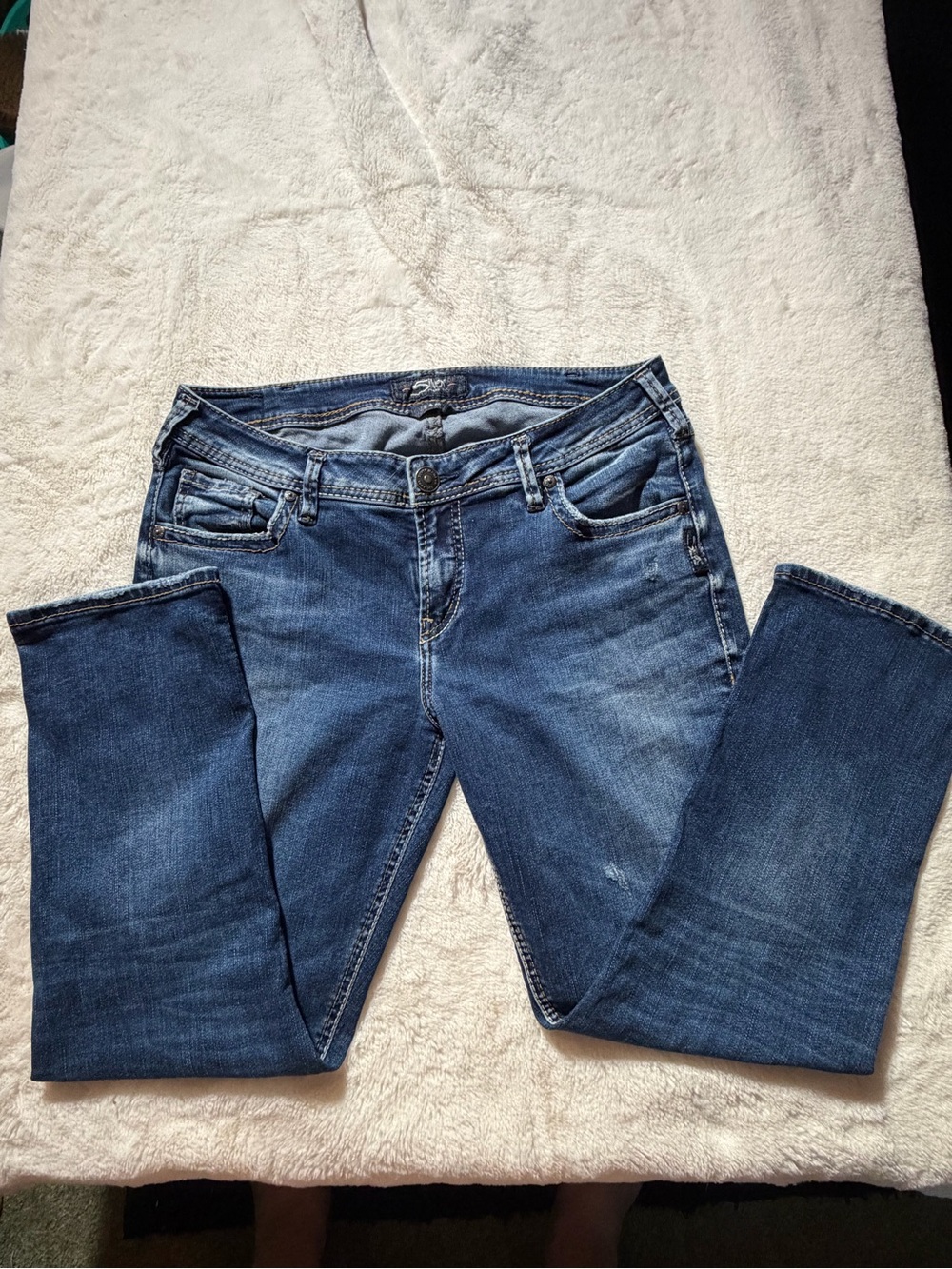 Silver Jeans Women's Distressed Blue Skinny Jeans